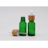 Buy cheap Green Oil 18mm Cosmetic Glass Dropper Bottles With Bamboo Dropper Printing Pipette from wholesalers