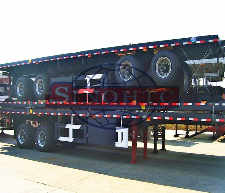 2 Axles Container Semi Trailer 40 Feet Flatbed Semi Trailer FUWA / BPW Axle