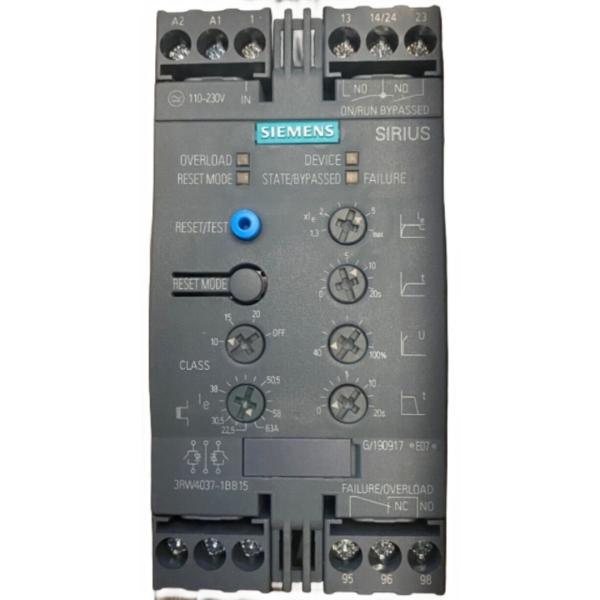 SIEMENS 3RW4037-1BB15 SIRIUS SOFT STARTER S2 63 A, 37 KW/500 V, 40 °C 400-600 V