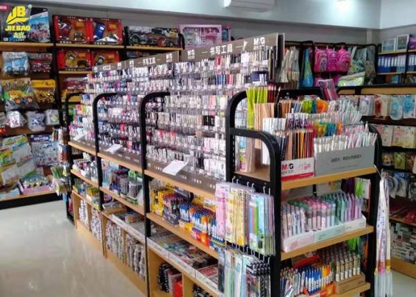 Buy cheap Various Color Metal Shelving Units With Wood Shelves Convenience Store Use from wholesalers