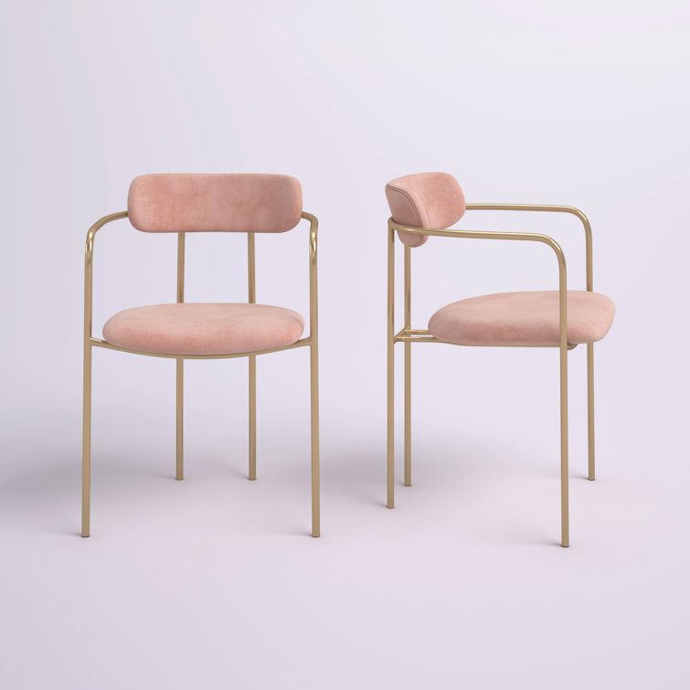 Contemporary Round Dinette Sets Velvet Upholstered Arm chair For Home