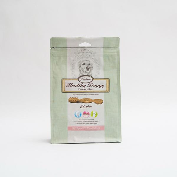 Buy cheap 17.77OZ 75mm Pet Food Packaging Bag Doggy Dental Chews Flat Bottom Pouch With Zipper from wholesalers