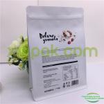 Biogradable Kraft Paper Flat Bottom Pouch / PE Zipper Flat Pouch Packaging