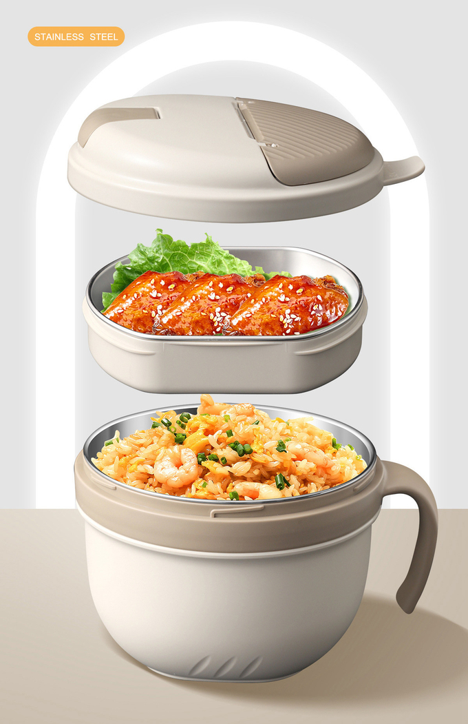 Instant Noodle Bowl With Drain Port Heated By Induction Cooker Metal Bento Lunch Box