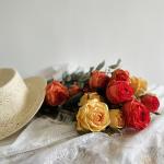 Rose simulation fake flower dining table, coffee table decoration bouquet, high