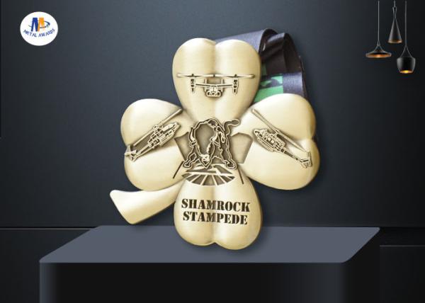 Buy cheap Flower Shape Custom Award Medals Antique Gold No Colors With Sublimated Ribbon from wholesalers
