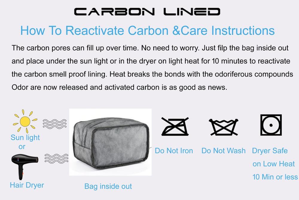 Large Discreet Carbon Smell Proof Bags Easily Concealed Grey Color Eco Friendly