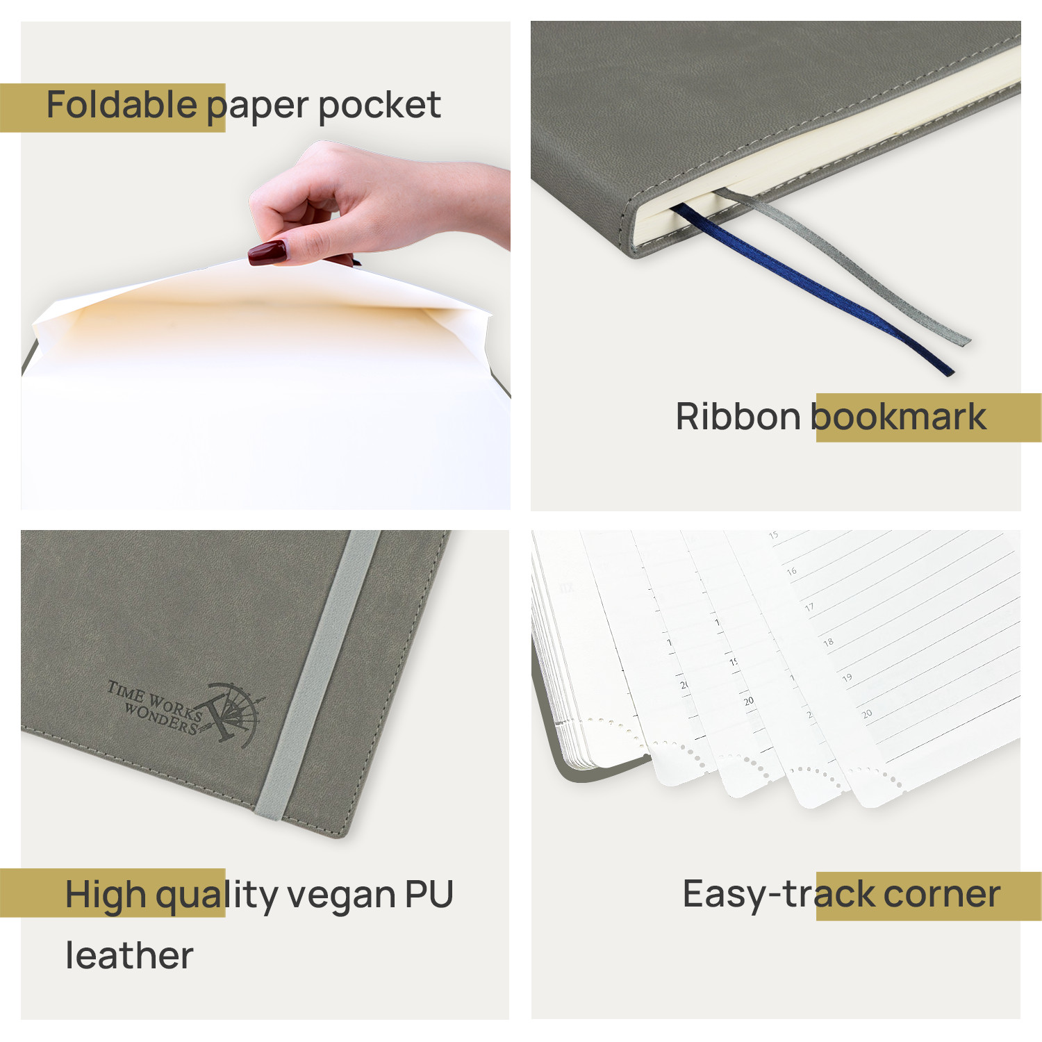 Grey 8.75inchX10.5inch Large Academic Planner Eco Friendly Paper