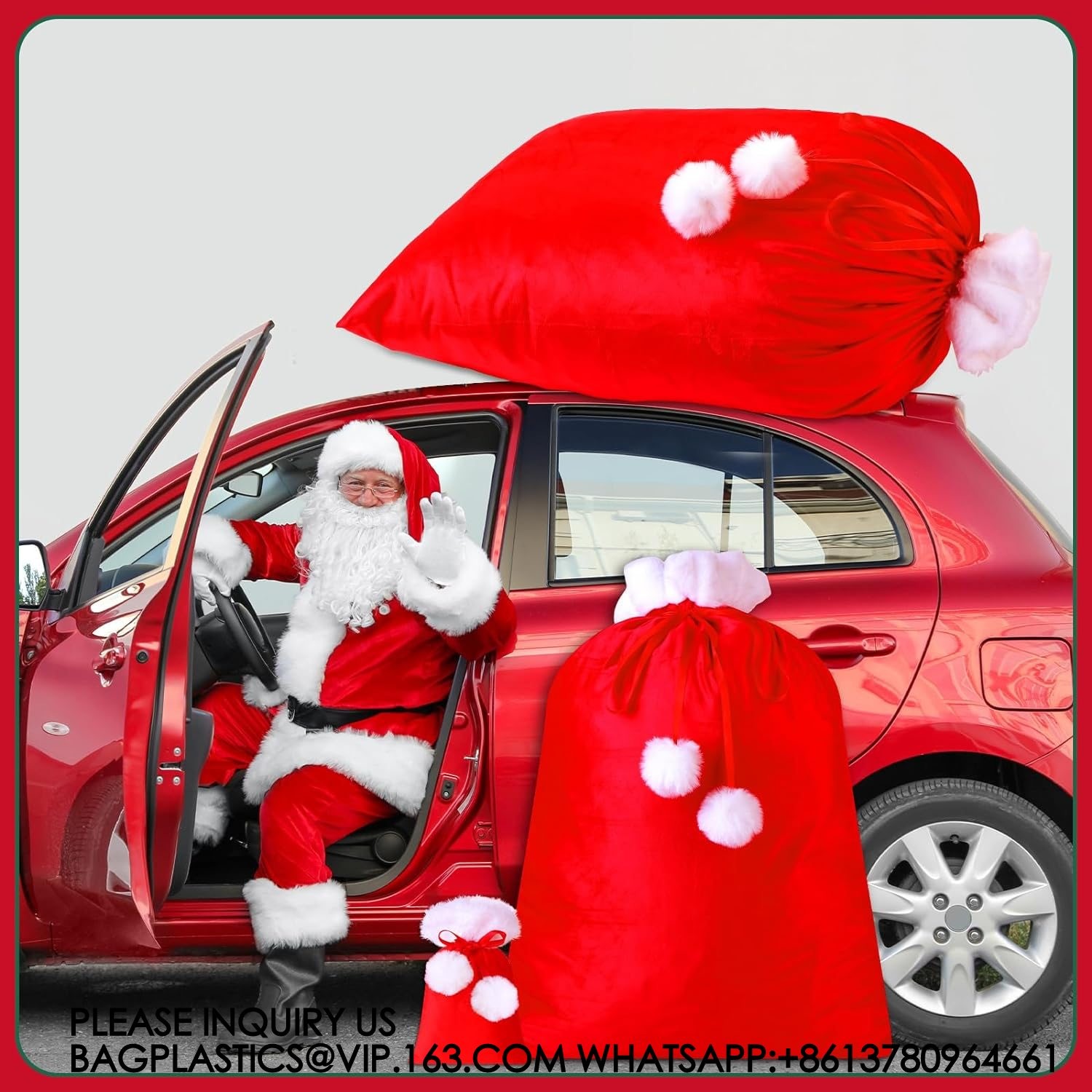 Santa Large Sacks Bulk Christmas Drawstring Gift Bags Reusable 20 X 28 In Polyester Santa Delivery Bags Large