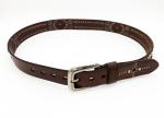 Men Genuine Leather Studded Belt 3.2cm Width With Light Brown Color