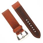 SHX Narrow 18mm Genuine Leather Watch Band Dark Brown With Double Colors