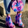 Buy cheap Colorful Tie Dye Open Toe Ladies High Heeled Boots With Side Zipper from wholesalers