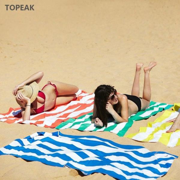 Buy cheap Gold Gray Blue And White Striped Pool Towels Suede Beach Towel Hiking 300g from wholesalers