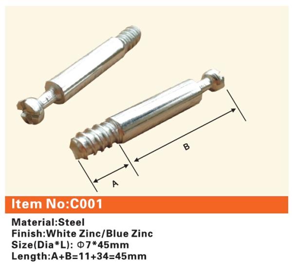 Buy cheap C001 furniture connecting fittings:Steel Bolt from wholesalers