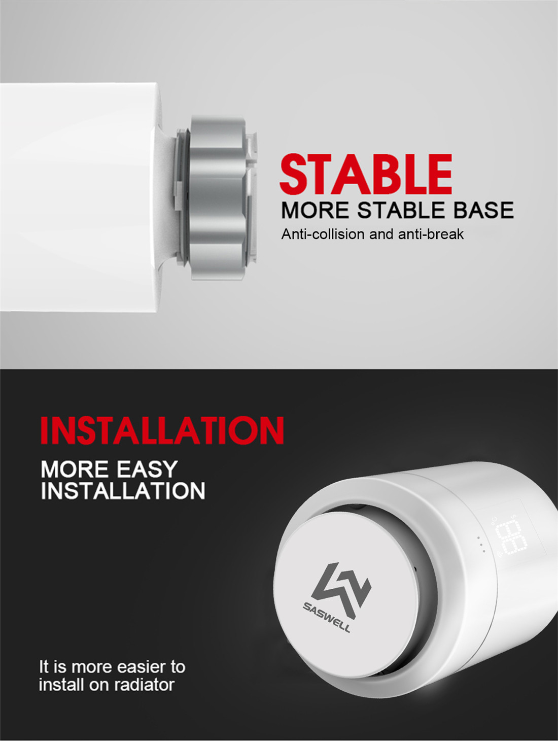 Saswell Programmable Smart Radiator Thermostat(SEA802-Z01-2)
