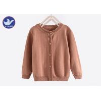 Buy cheap Long Sleeves Girls Cardigan Sweaters Wavy Pointelle Neck Trim Buttons Up product