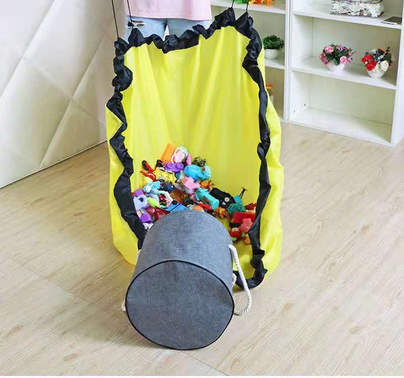 Toy Storage Bag with large play mat Kids Organizer Baskets with removable play mat Indoor & Outdoor toy Quick Collapsible Bin