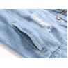 Buy cheap Fashion Designer Casual Polyester Cotton Utility Lapel Button Slim Fit Mens Outdoor Streetwear Hole Denim Jacket from wholesalers