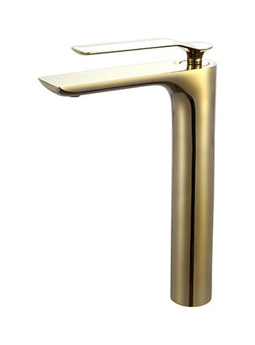 Buy cheap Brushed Golden Brass Basin Mixer Faucet Single Lever Basin Mixer Bathroom Hot And Cold Water OEM from wholesalers