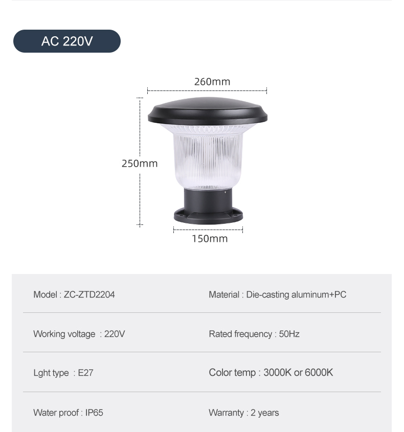 Weatherproof Solar Pillar Lamp Dusk To Dawn Post Light For Garage Backyard Patio