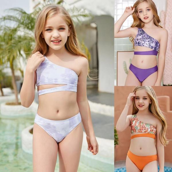 Buy cheap Printed Split Girls Swimming Suits One Shoulder Swimsuit Big Children'S Swimsuit from wholesalers