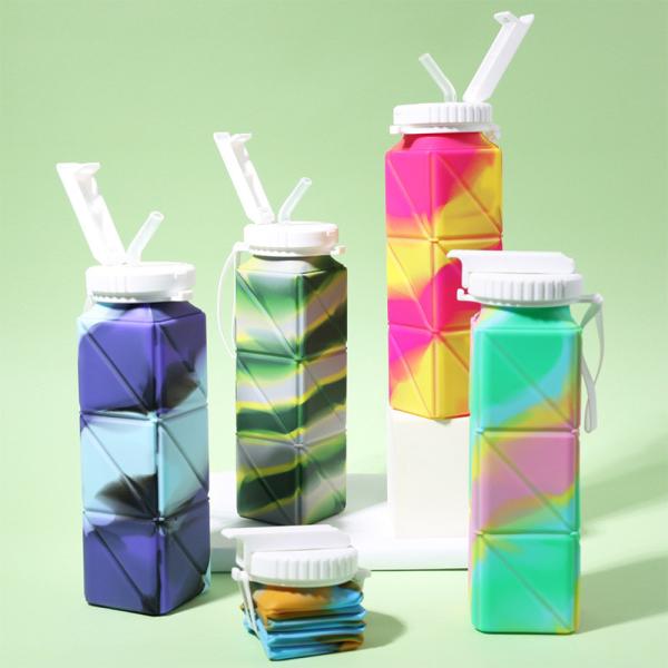 Leek-Proof Collapsible Food Grade BPA Free Silicone Travel Bottles 620ml For Gym