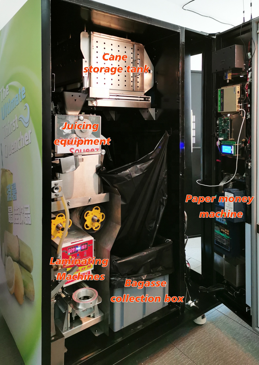 Fruit Combo Vending Machine Bill Coin Operated Fresh Sugar Cane Machine