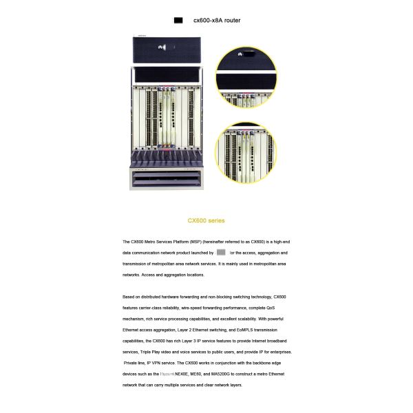 1.44 Tbps Throughput Hua wei CX600 Series Green Cluster System Router CX600-X16A CX600-X8A