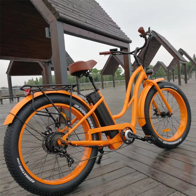 Step Thru Ebike 7 Speed Electric City Bike 48V 500W 750W Electric Bike 26*4.0 Fat Tire Electric Bike For Ladies