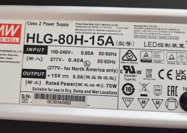 Meanwell Driver HLG series 40W 60W 80W 100W 120W 150W 185W Waterproof Driver