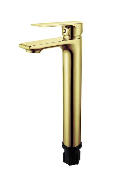 Buy cheap Tall Basin Mixer Faucet Single Lever Bathroom Golden Brass Hot And Cold Water Dispenser Faucet from wholesalers