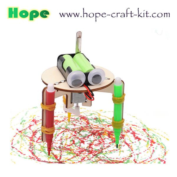 Buy cheap Kids Scientific DIY Toys Wooden Color Smart Graffiti Doodling Robots Easy Assembly for STEM physics Education OEM ODM from wholesalers