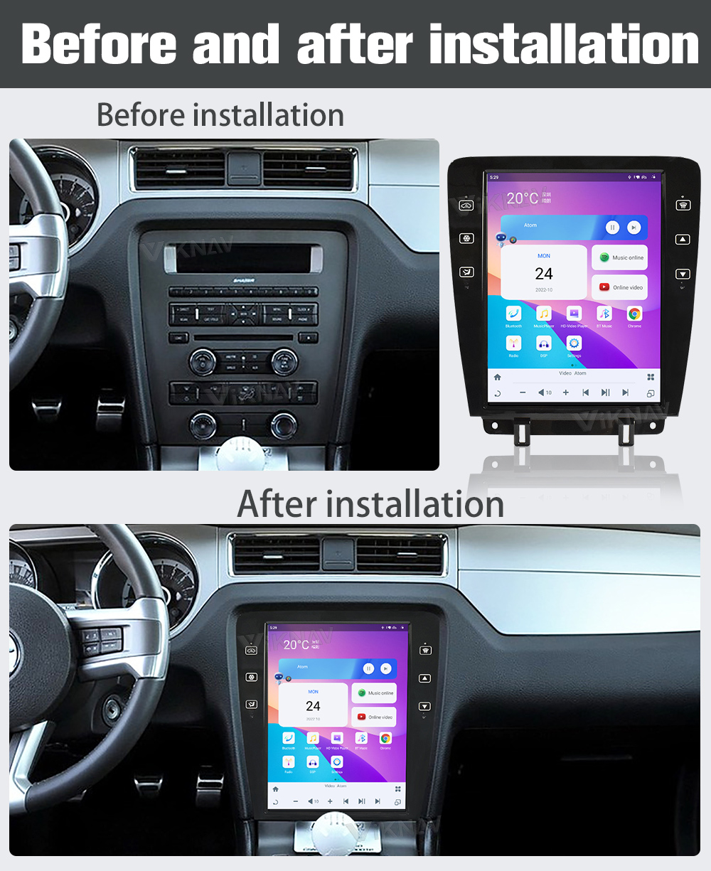 Viknav Car Radio For Ford Mustang (2009-2013) 12.1 inch Touch Screen Android Multimedia Player Head unit