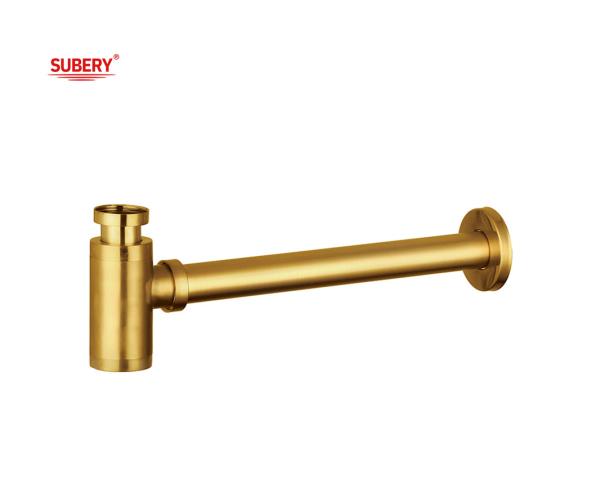 Quality Zinc Bottle Trap Lavatory Wash Basin Drainer Siphon Bathroom For Wash Basin Brushed TI-Gold OEM for sale