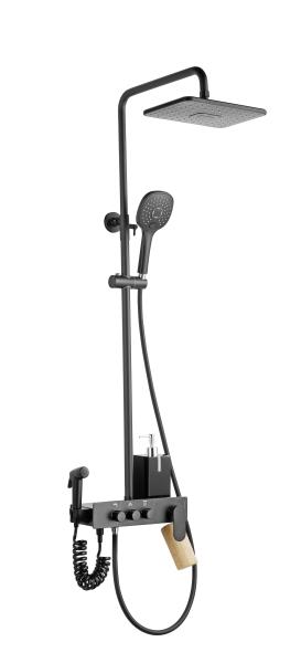 Buy cheap Hotel Bathroom Stainless Rain Shower Set Black Mirror Polishing from wholesalers