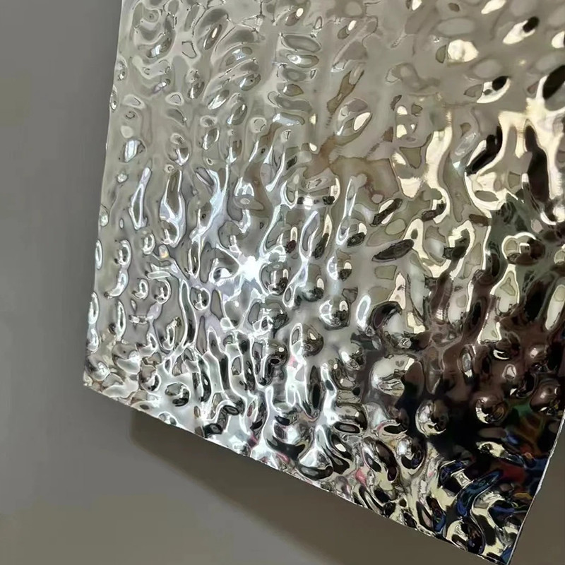 Designer’s Choice Silver Mirror Water Ripple Stainless Steel Sheet for Interior Decorator