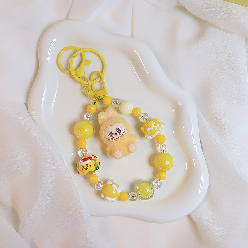 Custom Soft Labubu PVC Keychain Pop Mart Monster Keyring Bag Phone Lanyard Accessories Gifts