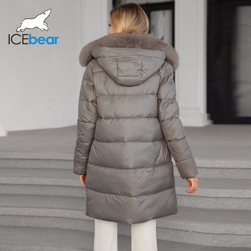 Luxurious Real Fox Fur Collar Mid Length Down / Cotton Jacket With Oblique Placket Design Showcasing Unique Elegance
