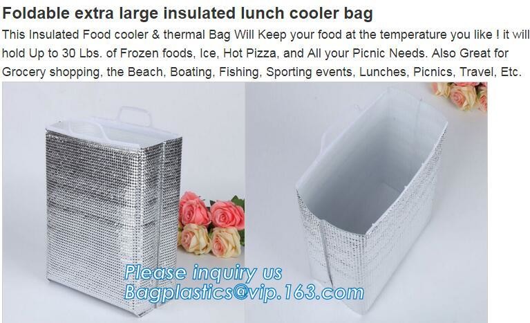 Reusable aluminium foil thermal insulation material cooler bag for picnic with Strapping tape closureRecycled PP Woven Plast