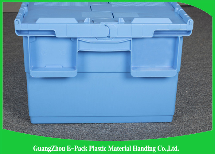 Foldable Large Distribution Plastic Attached Lid Containers Environmental Protection Blue