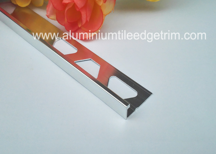 8mm aluminium alloy L shaped tile trim shiny silver