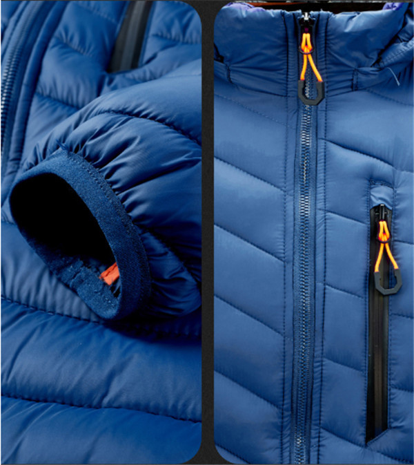 Men'S Winter Nylon Fabric Quilted Jacket With Detachable Hood