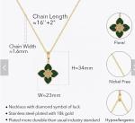 MINTER 3 Pcs Lucky Four-Leaf Clover Jewelry Shine Diamond Gold-Plated Necklace