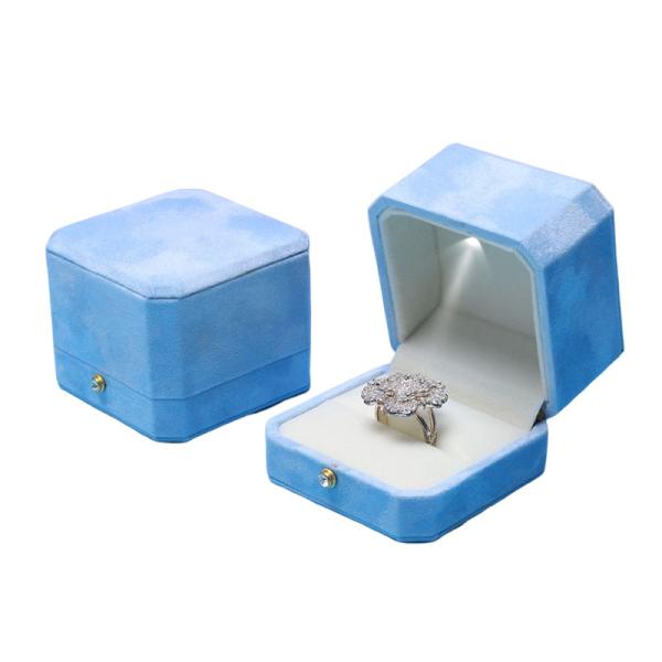 Buy cheap Blue Velvet Octagonal LED Jewelry Boxes Hanhong Screen's Custom Solution for Packaging from wholesalers