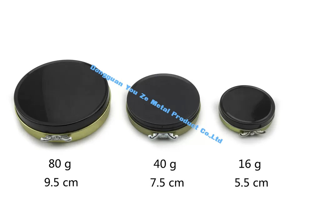 Round Metal Storage Containers Black Shoe Polish Tin Small Tin Containers with Different Sizes