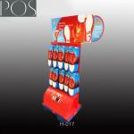 Corrugated retail hanging hook floor displays for socks