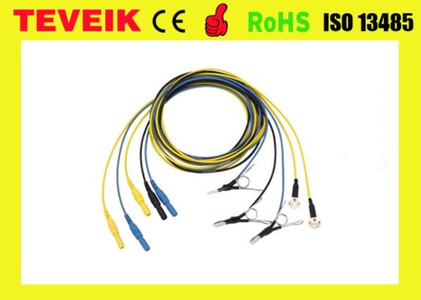 High quality manufacturer pure sliver electrode EEG cable, 5pcs/set multi-color
