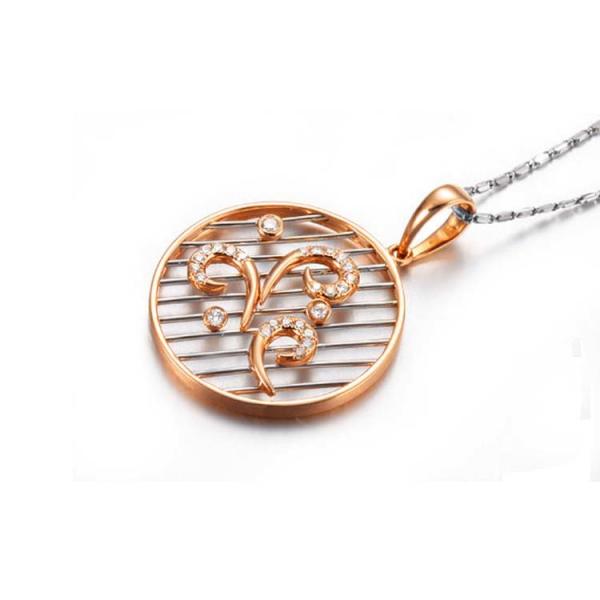 Buy cheap New Design 18K Rose Gold White Gold Two Tone Round Charm Necklace (GDN006) from wholesalers