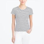 Knit Crew Neck Women's Casual T Shirts Cotton Care Striped Slim Fit Tees