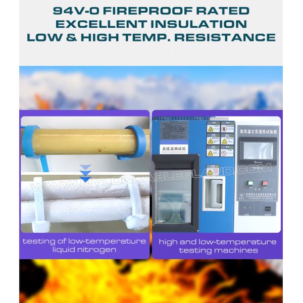 ETFE Blue Cable Tie 3.6x200mm, 94V-0 Fireproof Teflon Cable Tie Temperature Resistant Tefzel Cable Tie for Harsh Environments